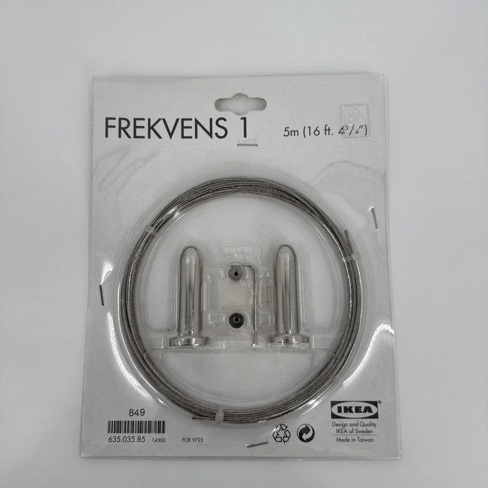 IKEA - FREKVENS Stainless Steel Curtain Wire Cable Rod Set - 16ft /5M‎ NEW
